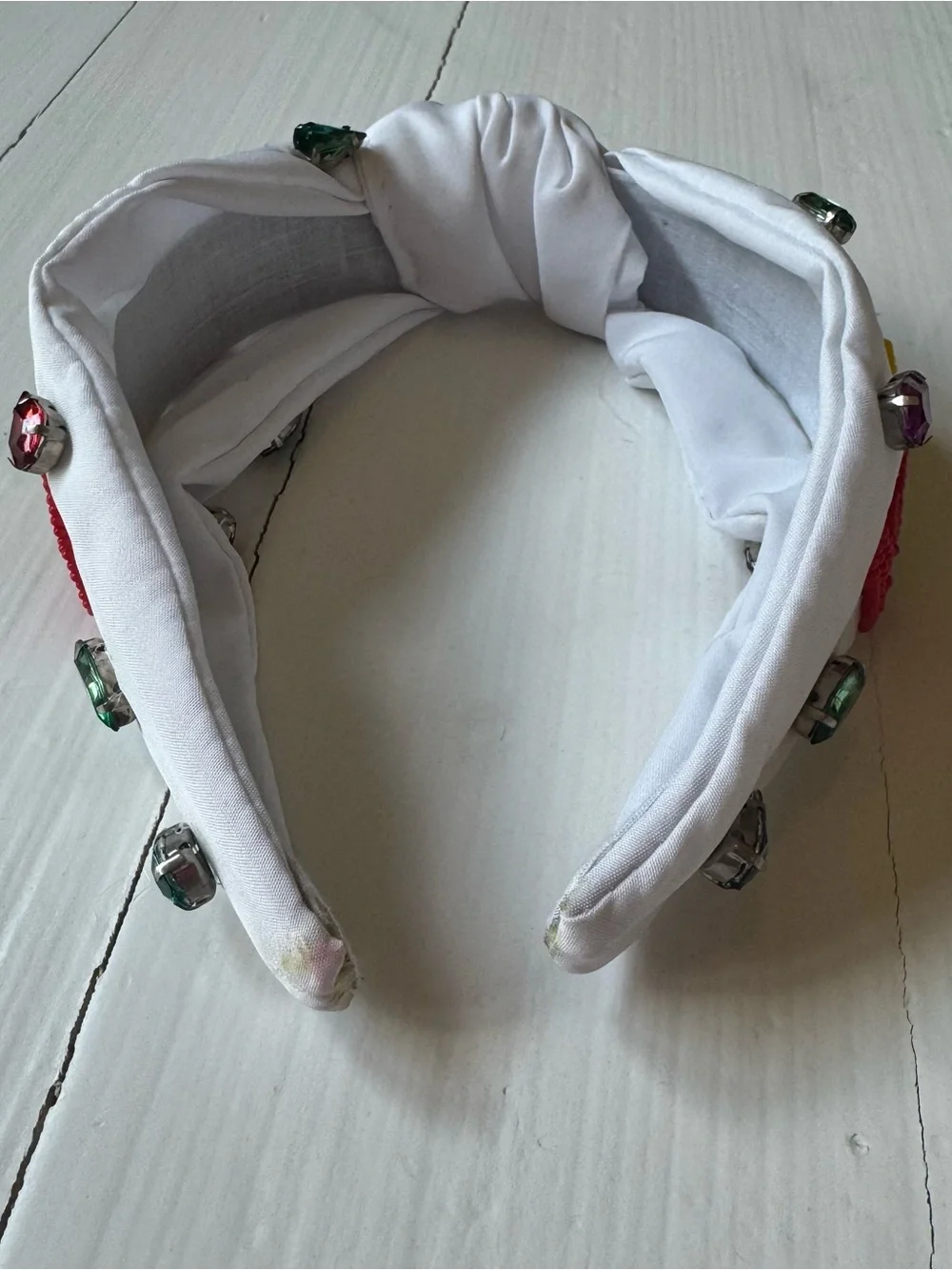 Boutique Fiesta Beaded Knotted Headband White Multicolor Jeweled NWOT